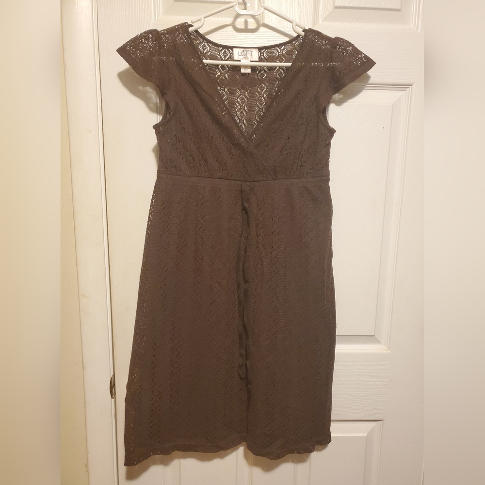 LOFT Dark Brown Lace Dress